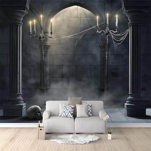 Tapetenwandbild Dunkelgrau Bedrucktes Wandbild 250 x 175 cm (B x H) tapeten vliestapete Dekorationswandbilder Fantasie-Kerzenständer in Gothic-Optik Thema 3D Tapete Wohnzimmer - Winterhausdekoration von Generic