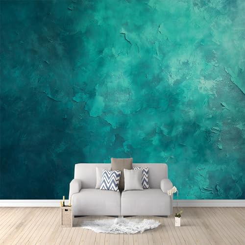 Tapetenwandbild Dunkles Blaugrün Bedrucktes Wandbild 350 x 256 cm (B x H) tapeten vliestapete Dekorationswandbilder Abstrakte Textur im Shabby-Chic-Stil Thema Tapete Wohnzimmer - Winterhausdekoration von Generic