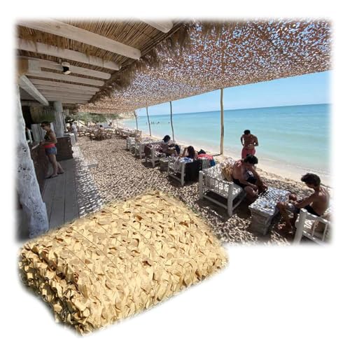 Tarnnetz beige Sonnenschutz Sichtschutz Tarnung Camouflage Netz 3x6 4x4 3x5 1.5x2 2x3 5x8 10x10m Schattentuch aus Mesh, Garten Schattiernetz, Terrasse Schattierungsnetz(Beige,4x7(m)) von Generic