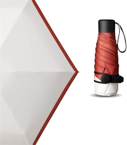 Taschenschirm Vinyl Upf50 Uv-Schutz Regendichter Sonnenschirm Mit Doppeltem Verwendungszweck, Red, Three fold Umbrella von Generic