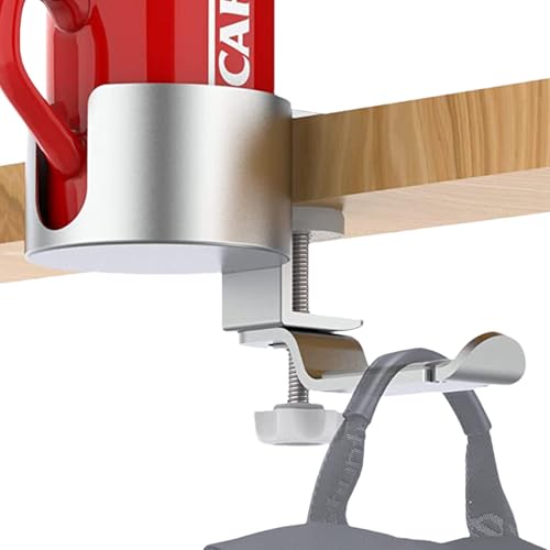 Tassenhalter für den Schreibtisch, 5,1 cm (2 Zoll), Halterung für Getränkehalter für Büro – Kopfhörerbügel, Zange am Getränkehalter für eine einfache Installation für Wasserflaschen von Generic