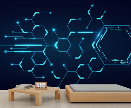 Technologie Tapete Blau Leuchtendes Sechseckiges Muster Tapete für Schlafzimmer Linien Wandbilder für Wohnzimmer Abstrakte Leiterplatte Wandbild Schlafzimmergemälde 390 X 260 cm Technologie Tapete Blau Leuchtendes Sechseckiges Muster Tapete für Schlafzimmer Linien Wandbilder für Wohnzimmer Abstrakte Leiterplatte Wandbild Schlafzimmergemälde 390 X 260 cm von Generic