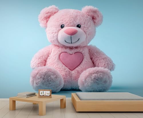 Bär Wandbild Süße Tapete Blaue Wandtapete Rosa Bär Tapete für Schlafzimmer Wohnzimmer Poster 490 X 350 cm von Generic