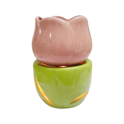 Tee Kerze Wachs Melt Wärmer – Schicke Blume Form Kerze Diffusor | Keramiköl Burner für Kerze Wachs Melting, Aromatherapie Fragrance Warm mit Kerze Löffel, Dekorative Home Akzent für Wohnen Raum Bedro von Generic