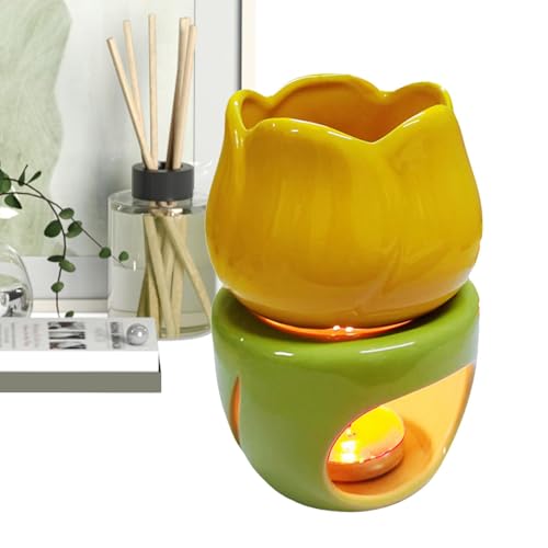 Tee Kerze Wachs Melt Wärmer – Schicke Blume Form Kerze Diffusor | Keramiköl Burner für Kerze Wachs Melting, Aromatherapie Fragrance Warm mit Kerze Löffel, Dekorative Home Akzent für Wohnen Raum Bedro von Generic