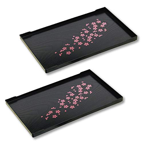 Tee-Serviertablett mit Kirschblütenmuster, 25,4 x 16 cm, japanischer Stil, hergestellt in Japan, 2 Stück von Generic