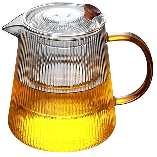 Teekanne, gestreiftes Glas, verdickter hitzebeständiger Teekannen-Glasliner-Filterkessel(1000ml) von Generic