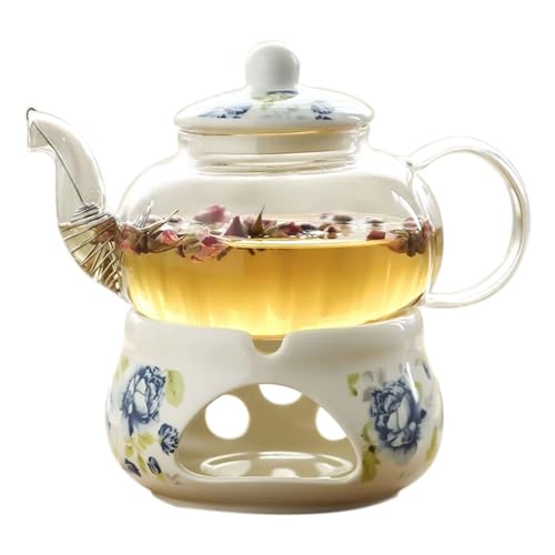Teekanne und Heizung aus chinesischem Blumenmuster aus Keramikporzellan, Teekanne mit Teesieb, Teeservice aus Glas, Teeständer mit C-Sockel und Teekanne von Generic