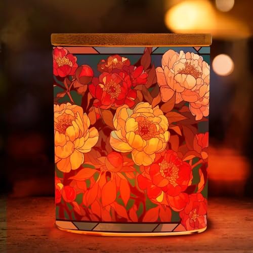 Teelichthalter mit Pfingstrosen-Grafikdruck, Glas, Kerzengläser, Teelichthalter für Kerzen und Diffusor für ätherische Öle, Tischdekoration, Heimdekoration, 7,1 cm D x 8,9 cm H Teelichthalter mit Pfingstrosen-Grafikdruck, Glas, Kerzengläser, Teelichthalter für Kerzen und Diffusor für ätherische Öle, Tischdekoration, Heimdekoration, 7,1 cm D x 8,9 cm H von Generic