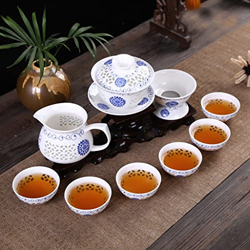 Teeservice Kung Fu 10-teiliges Teeservice Keramik-Teetasse Blaue und weiße Teekanne Bone China Tee Meer Teeservice Teeservice Kung Fu 10-teiliges Teeservice Keramik-Teetasse Blaue und weiße Teekanne Bone China Tee Meer Teeservice von Generic
