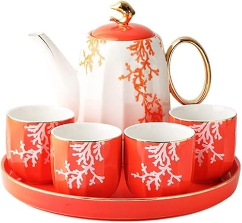 Teeservice Teetassen Teekannen-Set 6-teiliges Teeservice Keramik Kaffee Tee-Sets Grüne Tasse Topf Tablett Wasserdekoration Haushaltsküchenbedarf Teetassen-Set Teetassen-Set Teekannen-Set von Generic