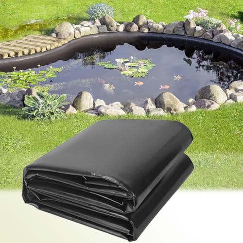 Teichfolie Für Den Außenbereich Schwarz HDPE Teichfolien Schwerlast 0.2mm Stärke Reißfest Baufolie Schwarz Für Brunnen Wasserfall Wassergarten Fisch Teichmembran(2x4.0m) von Generic