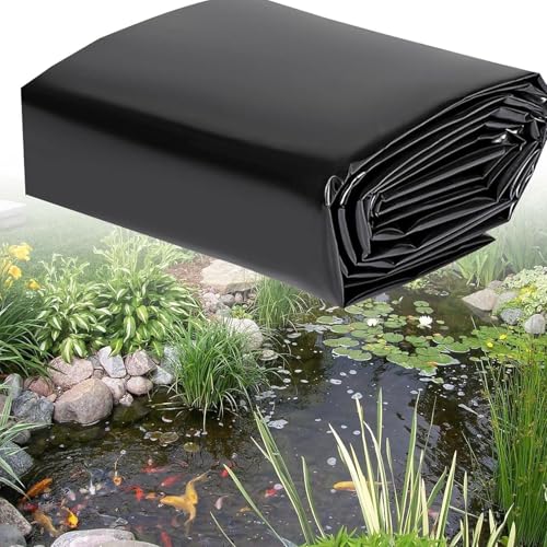 Teichfolie Gartenpoolmembran HDPE Teichfolien Schwarz Schwerlast Teichplane Für Blumen Gärtner Gewächshäuser Brunnen Teichmembran Schwimmteich Folie Für Fischteiche(8x9.0m(26.2ftx29.5ft)) von Generic