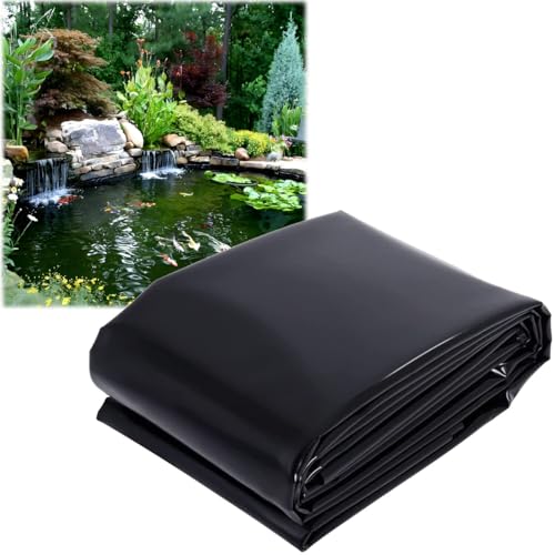 Teichfolien 12mil Stärke Flexibel Gartenteiche Dichtungsfolie Teichmembran Verstärkte Schwarze HDPE Teichfolien Für Brunnen Wasserfall Undurchlässige Teichmembran(7x9m) von Generic