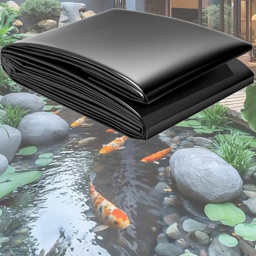 Teichfolien 12mil Stärke Reißfest Baufolie Schwarz Flexible Vorgeschnittene Teichfolien Dichtungsfolie Teichmembran Für Fischteiche Brunnen Undurchlässige Teichmembran(4x8m) von Generic