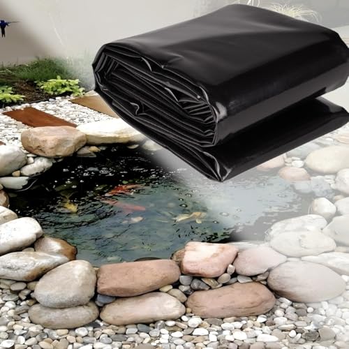 Teichfolien Schwarz HDPE Teichfolien Schwerlast UV-Beständigkeit Teichplane Wassergarten Fisch Teichmembran 16mil Teichmembran Für Fischteiche Brunnen Wasserfall(4x4.0m) von Generic