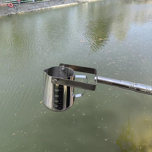 Telescopic Water Sample Set, 500ml/1000ml Wasserprobenentnahme-Stabprobenehmer Edelstahl-Stab Wasserprobenentnahme Löffelsystem Für Die Umweltüberwachung(Silver/500ml,3.6-9.8ft/1.1-3*) von Generic