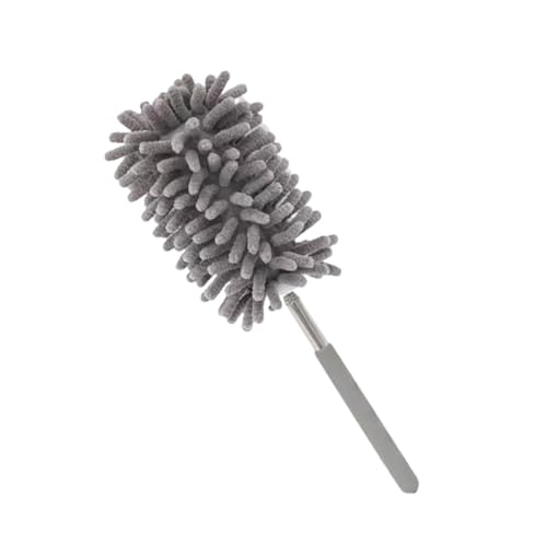 Teleskop Waschbar, Staubwischer Mikrofaser Edelstahl Teleskop Stange und Verbiegbare Eckbesen, Staubwedel Lang Ausziehbar Extra Lang Bis 75cm, für Decken Spinnweben (Grau) von Generic