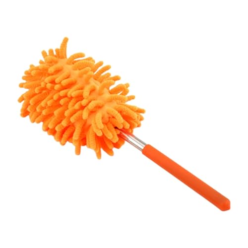 Teleskop Waschbar, Staubwischer Mikrofaser Edelstahl Teleskop Stange und Verbiegbare Eckbesen, Staubwedel Lang Ausziehbar Extra Lang Bis 75cm, für Decken Spinnweben (Orange) von Generic
