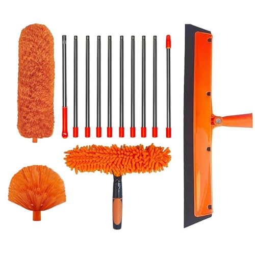 Teleskopische Staubbürste - Ausziehbarer Mikrofaser-Staub-Set, flexibler Kopf hoher Deckenreiniger | Multifunktionsdämpfer für Fenstervorhänge Regal Deckenventilator CBWEBS Reinigungsleuchten Leuchten von Generic