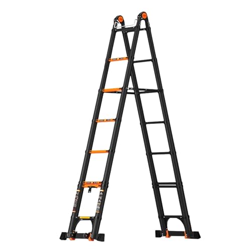 Teleskopleiter, A-Rahmen, Aluminium-Teleskop-Ausziehleiter, extra hohe Mehrzweck-in-1-Teleskopleiter, tragbare kompakte Haushaltsleiter für den täglichen Gebrauch (2,9 m/ von Generic