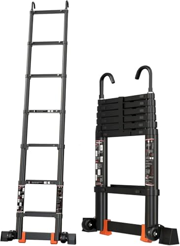 Teleskopleiter Für Wohnmobil Dachzelt Dachboden, 5m 4m 3m 2m Aluminium-teleskopleitern Mit Abnehmbarem Haken Und Stabilisator, Lasten 200kg, 5.1m/16.5ft Teleskopleiter Für Wohnmobil Dachzelt Dachboden, 5m 4m 3m 2m Aluminium-teleskopleitern Mit Abnehmbarem Haken Und Stabilisator, Lasten 200kg, 5.1m/16.5ft von Generic