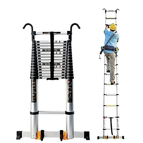 Teleskopleiter Teleskopleitern Mehrzweck-Ausziehleiter Teleskopleiter 8 m/7 m/6 m/5 m/4 m hohe Teleskopleiter mit Haken und Stabilisator, Teleskop-Verlängerungsleiter aus Aluminium von Generic