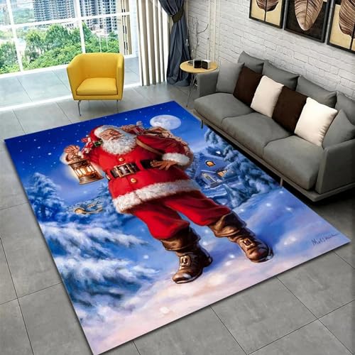 Teppich,120 X 180 cm 3D Bedruckt Weihnachtsmann Bedruckt Bereich Teppich, rutschfest Teppich, Für Wohnzimmer, Balkon, Badezimmer, Bedruckter Teppich - Schmutzabweisend -2H0D8D4A8W5K3 von Generic