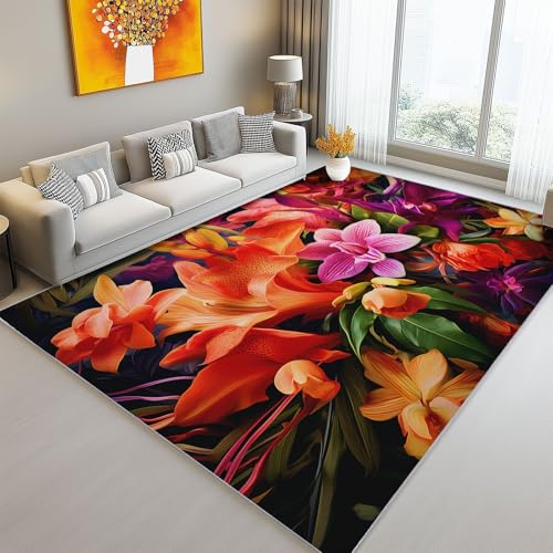 Teppich 120 x 180 cm rutschfest Teppiche, Nahaufnahme Blumen Eleganz Teppiche für Dekoration, Schlafzimmer Kinderzimmer Wohnzimmer Kurzflor Teppich Bunt Flanell Kinderteppiche Teppich 120 x 180 cm rutschfest Teppiche, Nahaufnahme Blumen Eleganz Teppiche für Dekoration, Schlafzimmer Kinderzimmer Wohnzimmer Kurzflor Teppich Bunt Flanell Kinderteppiche von Generic