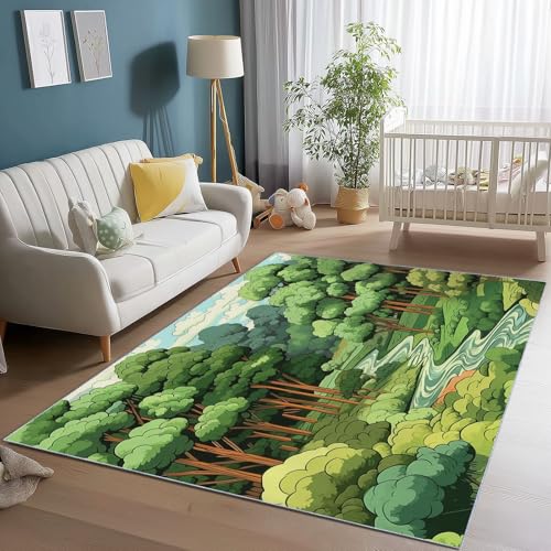 Teppich 160 x 230 cm rutschfest Teppiche, Anime Landschaft Bäume Bach Teppiche für Dekoration, Schlafzimmer Kinderzimmer Wohnzimmer Kurzflor Teppich Bunt Flanell Kinderteppiche Teppich 160 x 230 cm rutschfest Teppiche, Anime Landschaft Bäume Bach Teppiche für Dekoration, Schlafzimmer Kinderzimmer Wohnzimmer Kurzflor Teppich Bunt Flanell Kinderteppiche von Generic