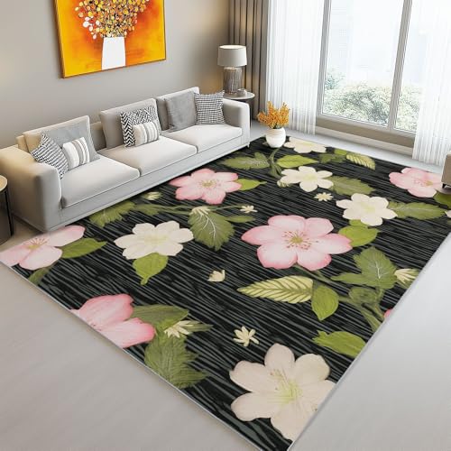 Teppich 160 x 230 cm rutschfest Teppiche, Modern Blumen Blätter Linien Teppiche für Dekoration, Schlafzimmer Kinderzimmer Wohnzimmer Kurzflor Teppich Bunt Flanell Kinderteppiche Teppich 160 x 230 cm rutschfest Teppiche, Modern Blumen Blätter Linien Teppiche für Dekoration, Schlafzimmer Kinderzimmer Wohnzimmer Kurzflor Teppich Bunt Flanell Kinderteppiche von Generic