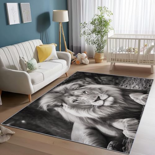 Teppich 160 x 230 cm rutschfest Teppiche, Nahaufnahme Porträt Löwe Teppiche für Dekoration, Schlafzimmer Kinderzimmer Wohnzimmer Kurzflor Teppich Bunt Flanell Kinderteppiche Teppich 160 x 230 cm rutschfest Teppiche, Nahaufnahme Porträt Löwe Teppiche für Dekoration, Schlafzimmer Kinderzimmer Wohnzimmer Kurzflor Teppich Bunt Flanell Kinderteppiche von Generic