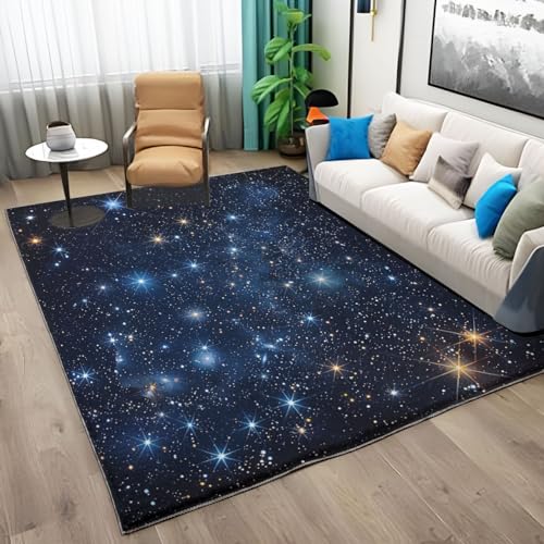 Teppich 180x240 cm rutschfest Waschbar Teppich, Sternenhimmel-Thema Nacht Sterne Planeten Druck Teppich für Dekoration Schlafzimmer Kinderzimmer Wohnzimmer Kurzflor Blau Teppich Teppich 180x240 cm rutschfest Waschbar Teppich, Sternenhimmel-Thema Nacht Sterne Planeten Druck Teppich für Dekoration Schlafzimmer Kinderzimmer Wohnzimmer Kurzflor Blau Teppich von Generic