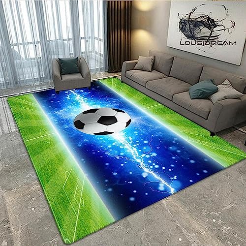 Teppich 3D 120 X 160 cm Fußmatte Türmatteteppiche Blue-Star-Fußball Teppich rutschfeste Innentür Küche Wohnzimmer Schlafzimmer Kinderzimmer von Generic