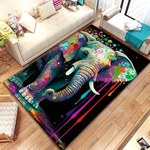 Teppich 3D 200 X 300 cm Fußmatte Türmatteteppiche Stoßzähne Afrikanischer Elefanten Teppich rutschfeste Innentür Küche Wohnzimmer Schlafzimmer Kinderzimmer -2I2F+W4C1-5N3O von Generic