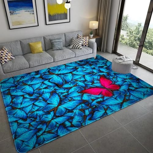 Teppich 3D Fantasieblumenschmetterling Teppiche Wohnzimmer Große Teppiche Luxus Tierteppiche Schlafzimmer Badezimmer Küche Bodenmatte Fußmatte - Polyester-Soft-Touch, 120 X 160 cm -60521447905 von Generic