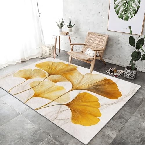 Teppich 80 X 150 cm Natur Ginkgo Golden Wohnzimmer, Rutschfester Kurzflor-Teppich, Maschinenwaschbar, Für Flur, Wohnzimmer Und Schlafzimmer, Geeignet Für Terrasse Gold Weiß Teppich 80 X 150 cm Natur Ginkgo Golden Wohnzimmer, Rutschfester Kurzflor-Teppich, Maschinenwaschbar, Für Flur, Wohnzimmer Und Schlafzimmer, Geeignet Für Terrasse Gold Weiß von Generic