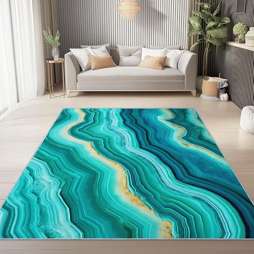Teppich Bedruckter Abstrakte Kurven Muster, Teppich Weich Kurzflor Waschbar rutschfest Wohnzimmer Schlafzimmer Büro Home Modern Design 140 x 200 cm, Grün Teppich Bedruckter Abstrakte Kurven Muster, Teppich Weich Kurzflor Waschbar rutschfest Wohnzimmer Schlafzimmer Büro Home Modern Design 140 x 200 cm, Grün von Generic