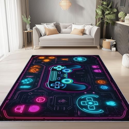 Teppich Bedruckter Abstrakter Gamecontroller Muster, Teppich Weich Kurzflor Waschbar rutschfest Wohnzimmer Schlafzimmer Büro Home Modern Design 120 x 180 cm, Bunt Teppich Bedruckter Abstrakter Gamecontroller Muster, Teppich Weich Kurzflor Waschbar rutschfest Wohnzimmer Schlafzimmer Büro Home Modern Design 120 x 180 cm, Bunt von Generic