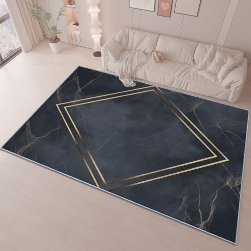 Teppich Bedruckter Dunkelgrau Mikrofaser Waschbarer, Einfache geometrische Rautenelemente Kurzflor Wohnzimmerteppich 160 x 230 cm, rutschfest Schlafzimmer Indoor-Dekorative Kind Teppiche von Generic