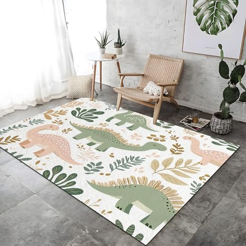 Teppich Bunt Dekor Teppich Kinder Wohnzimmer Teppiche 140 x 200 cm Indoor Bodenmatte Üppiges Laub süß Dinosaurier Kurzfloriger, moderner maschinenwaschbarer Rutschfester Heimteppich Teppich Bunt Dekor Teppich Kinder Wohnzimmer Teppiche 140 x 200 cm Indoor Bodenmatte Üppiges Laub süß Dinosaurier Kurzfloriger, moderner maschinenwaschbarer Rutschfester Heimteppich von Generic