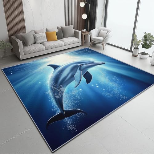 Teppich Dolphin Fresh und Healing Natural Teppich WohnzimmerModerner Kurzflor Schlafzimmer Waschbar rutschfest Design 90 x 150 cm für Esszimmer Büro Bereich Dekor Schwarz Blau Weiß Teppich Dolphin Fresh und Healing Natural Teppich WohnzimmerModerner Kurzflor Schlafzimmer Waschbar rutschfest Design 90 x 150 cm für Esszimmer Büro Bereich Dekor Schwarz Blau Weiß von Generic