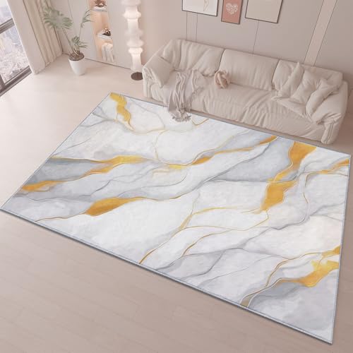 Teppich Flanell 120 X 170 cm Leichter Luxus Goldlinie Marmor Design, Kurzflor & Flauschig, Waschbar, rutschfest, Weich & Hautfreundlich, Teppich Für Schlafzimmer, Esszimmer, Wohnzimmer, Weiß Teppich Flanell 120 X 170 cm Leichter Luxus Goldlinie Marmor Design, Kurzflor & Flauschig, Waschbar, rutschfest, Weich & Hautfreundlich, Teppich Für Schlafzimmer, Esszimmer, Wohnzimmer, Weiß von Generic