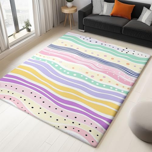 Teppich Flanell 160 X 230 cm Moderner Kunststil Tupfen Wellen Design, Kurzflor & Flauschig Waschbar rutschfest Weich & Hautfreundlich, Teppich Für Schlafzimmer Esszimmer Wohnzimmer, Lila Rosa Teppich Flanell 160 X 230 cm Moderner Kunststil Tupfen Wellen Design, Kurzflor & Flauschig Waschbar rutschfest Weich & Hautfreundlich, Teppich Für Schlafzimmer Esszimmer Wohnzimmer, Lila Rosa von Generic