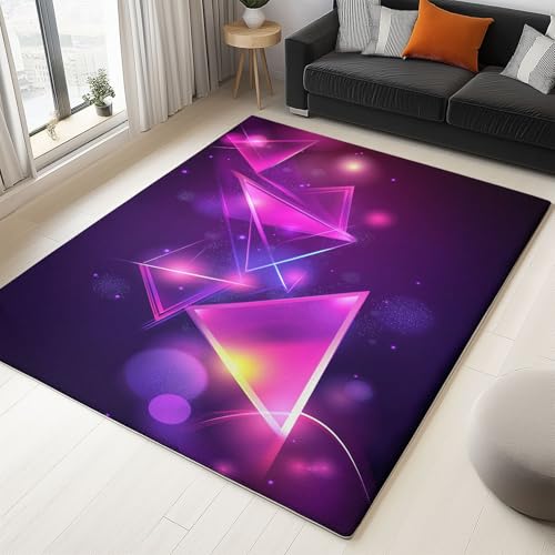 Teppich Flanell 60 X 90 cm Moderner Kunststil Neon Dreieck Design, Kurzflor & Flauschig Waschbar rutschfest Weich & Hautfreundlich, Teppich Für Schlafzimmer Esszimmer Wohnzimmer, Lila Rosa Teppich Flanell 60 X 90 cm Moderner Kunststil Neon Dreieck Design, Kurzflor & Flauschig Waschbar rutschfest Weich & Hautfreundlich, Teppich Für Schlafzimmer Esszimmer Wohnzimmer, Lila Rosa von Generic