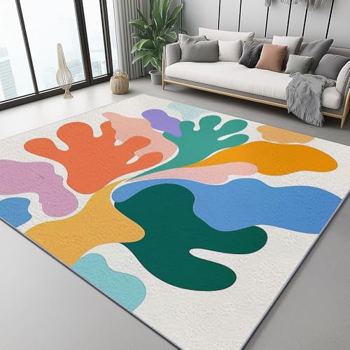 Teppich Flanell 80 X 150 cm Abstrakt Bunt Formen Design, Kurzflor & Flauschig, Waschbar, rutschfest, Weich & Hautfreundlich, Teppich Für Schlafzimmer, Esszimmer, Wohnzimmer, Bunt von Generic