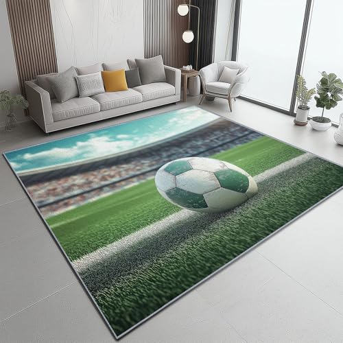 Teppich Fußballplatz Sport Einfach Teppich WohnzimmerModerner Kurzflor Schlafzimmer Waschbar rutschfest Design 140 x 200 cm für Esszimmer Büro Bereich Dekor Schwarz Grün Weiß Teppich Fußballplatz Sport Einfach Teppich WohnzimmerModerner Kurzflor Schlafzimmer Waschbar rutschfest Design 140 x 200 cm für Esszimmer Büro Bereich Dekor Schwarz Grün Weiß von Generic