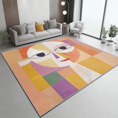 Teppich Geometrisch Gesicht Abstrakt Modern Teppich WohnzimmerModerner Kurzflor Schlafzimmer Waschbar rutschfest Design 90 x 150 cm für Esszimmer Büro Bereich Dekor Schwarz Orange Bunt Teppich Geometrisch Gesicht Abstrakt Modern Teppich WohnzimmerModerner Kurzflor Schlafzimmer Waschbar rutschfest Design 90 x 150 cm für Esszimmer Büro Bereich Dekor Schwarz Orange Bunt von Generic