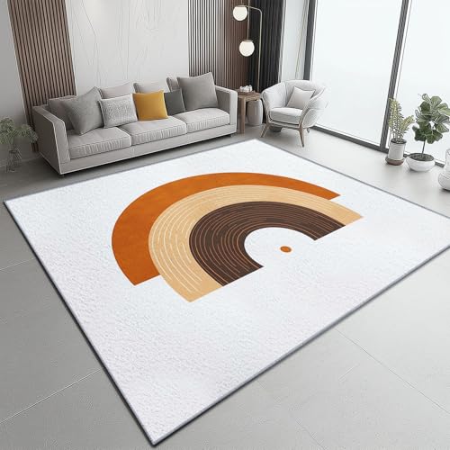 Teppich Geometrischer Halbkreis, einfach und modern weicher Kurzflor,für Wohnzimmer, Schlafzimmer,Antibakteriell Antirutschunterlage Klassische und Braune und weiße Linien Bedruckt 90 x 150 cm Teppich Geometrischer Halbkreis, einfach und modern weicher Kurzflor,für Wohnzimmer, Schlafzimmer,Antibakteriell Antirutschunterlage Klassische und Braune und weiße Linien Bedruckt 90 x 150 cm von Generic
