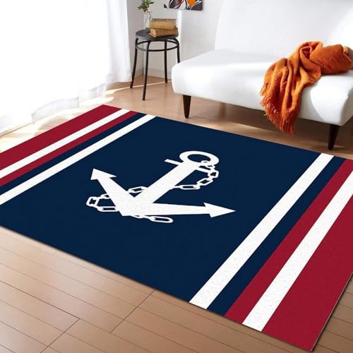 Teppich Kinder Teenager Jungen Spielmatte 3D Cartoon-Segelboot-Anker Gedruckt Teppich Wohnzimmer Schlafzimmer Baby Matte 40 X 60 cm -2631730050005 von Generic